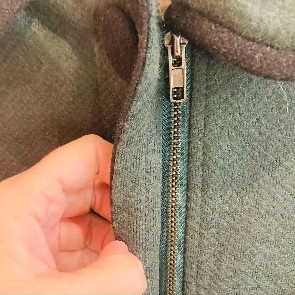 PINK MARTINI SZ SX Hunter Green Zipper Closure Pocket Back Pleat Jacket Coat - Picture 8 of 14